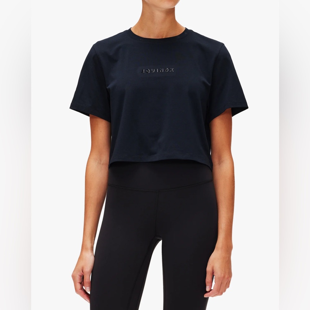Equinox Black Crop Tee | Size M | Supima Cotton Blend | $68 Retail